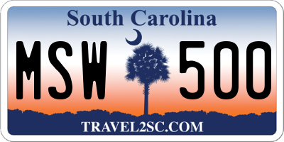 SC license plate MSW500