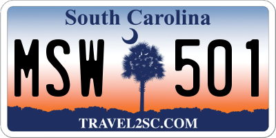 SC license plate MSW501