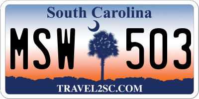 SC license plate MSW503
