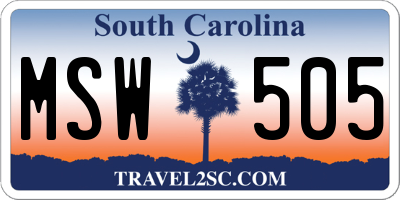 SC license plate MSW505