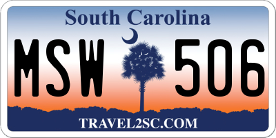 SC license plate MSW506