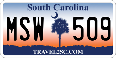 SC license plate MSW509