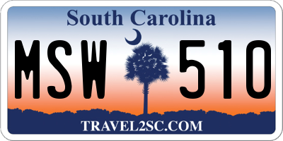 SC license plate MSW510