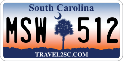 SC license plate MSW512