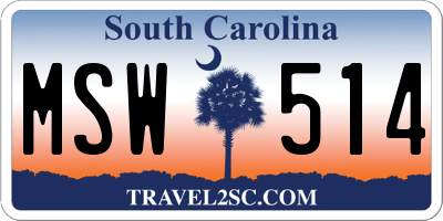 SC license plate MSW514