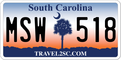 SC license plate MSW518