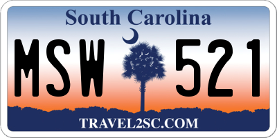 SC license plate MSW521