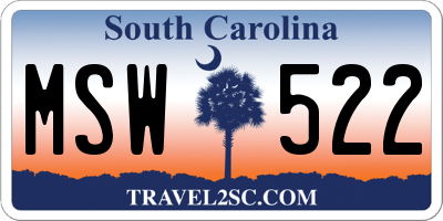 SC license plate MSW522
