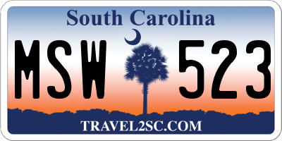 SC license plate MSW523