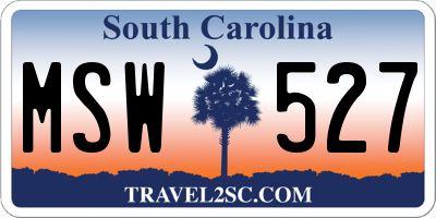 SC license plate MSW527