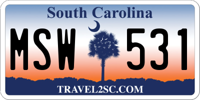 SC license plate MSW531