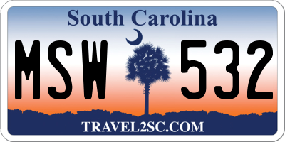 SC license plate MSW532