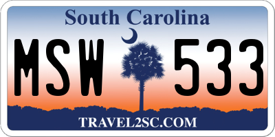 SC license plate MSW533