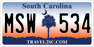 SC license plate MSW534