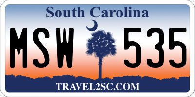 SC license plate MSW535