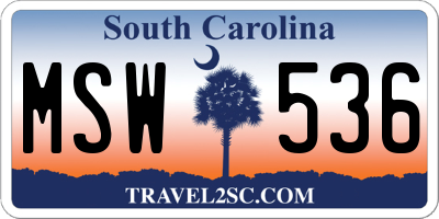 SC license plate MSW536