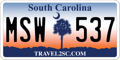 SC license plate MSW537