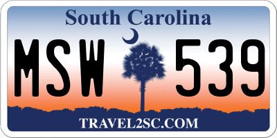 SC license plate MSW539