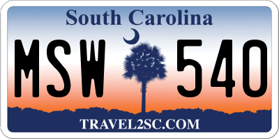 SC license plate MSW540