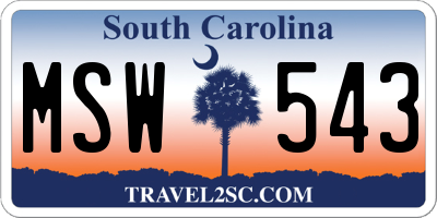 SC license plate MSW543
