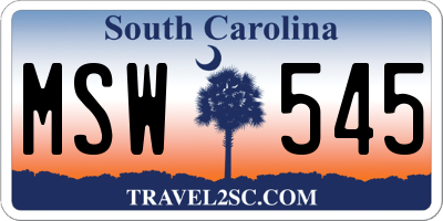 SC license plate MSW545