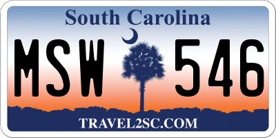 SC license plate MSW546