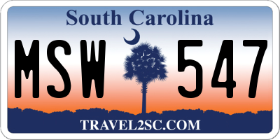 SC license plate MSW547