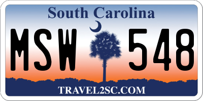 SC license plate MSW548