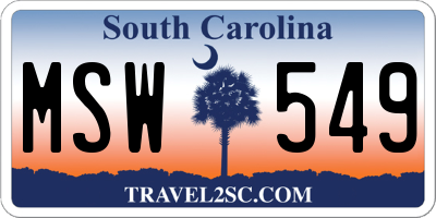 SC license plate MSW549
