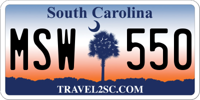 SC license plate MSW550