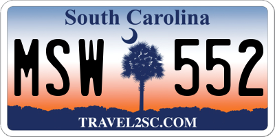 SC license plate MSW552