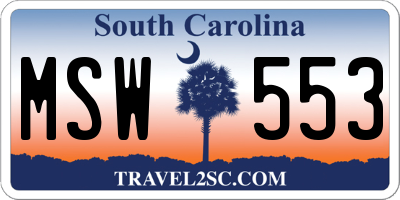 SC license plate MSW553