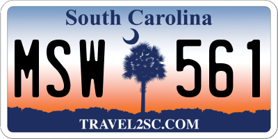 SC license plate MSW561
