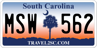 SC license plate MSW562