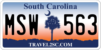 SC license plate MSW563
