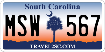 SC license plate MSW567