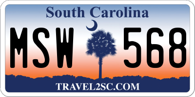 SC license plate MSW568