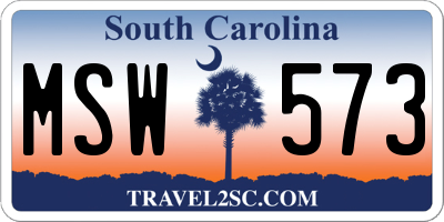 SC license plate MSW573