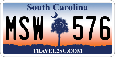 SC license plate MSW576