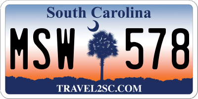 SC license plate MSW578