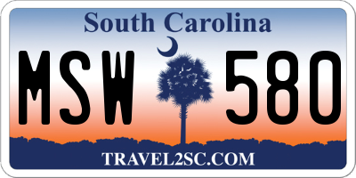 SC license plate MSW580