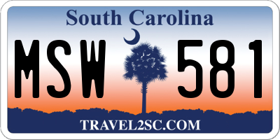 SC license plate MSW581