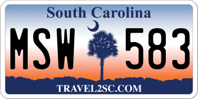 SC license plate MSW583