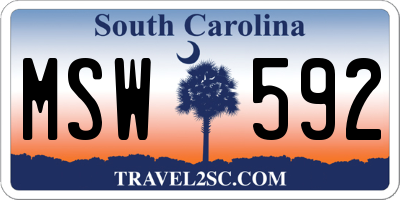 SC license plate MSW592