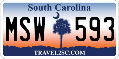 SC license plate MSW593