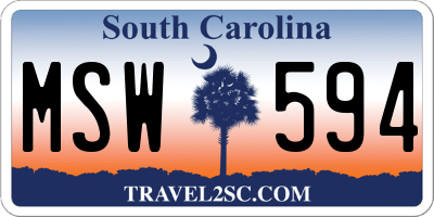 SC license plate MSW594