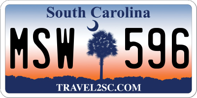 SC license plate MSW596