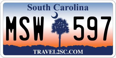 SC license plate MSW597