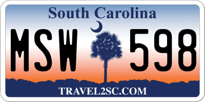 SC license plate MSW598