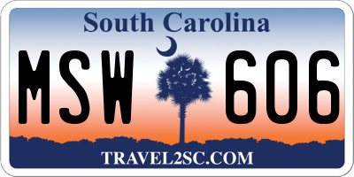 SC license plate MSW606